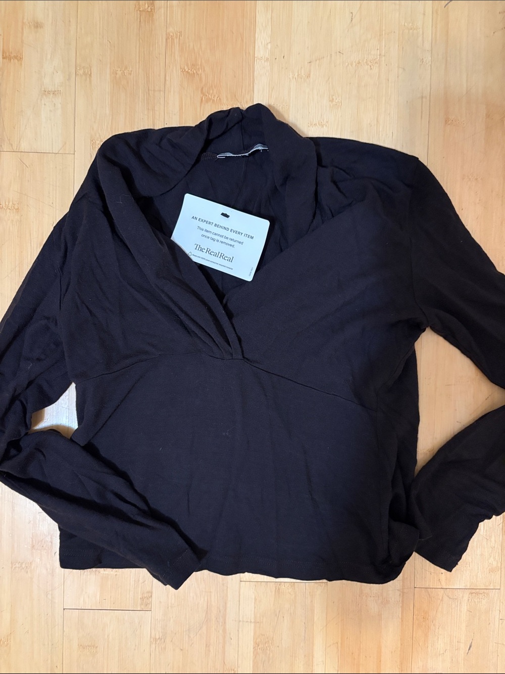 Rene Lezard Black Long-Sleeve V-Neck Top